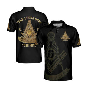 Custom Black Freemason Polo Shirt – Personalized with Name, Lodge Name & Number