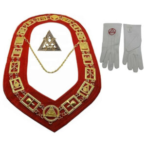 Royal Arch Masonic Regalia Set – Chain Collar, Chapter Mentor Jewel & Gloves