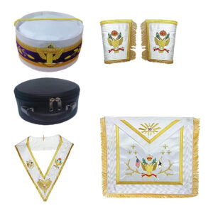 Masonic Regalia Scottish Rite 33° Degree Full Dress Set – Apron, Cuffs, Collar, Crown Cap & Case