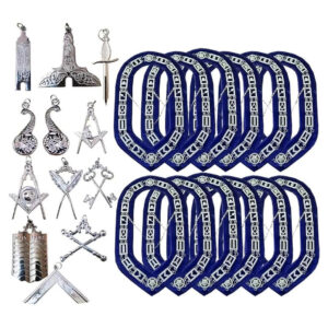 Blue Lodge Masonic Silver Chain Collars & Silver Jewels Set