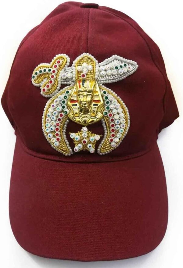 Shriners Baseball Cap - Maroon with Jewels & Bullion Embroidery