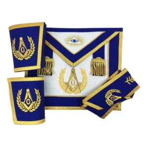Masonic Regalia Blue Lodge Master Mason Apron Set – Includes Apron, Collar & Cuffs