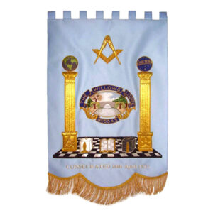 The Willows Lodge Handmade Masonic Banner – Gold Wire Embroidered