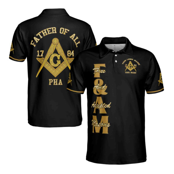 Customize Name F. & A.M. "Father of All" PHA Freemasonry Men's Polo Shirt