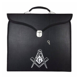 Master Mason Blue Lodge Leather Apron Case with Square & Compass With G Embroidered