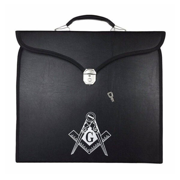 Master Mason Blue Lodge Leather Apron Case with Square & Compass With G Embroidered