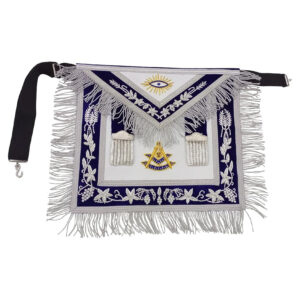 Masonic Past Master Apron – Gold & Silver Hand Embroidery On Silk (Satin)