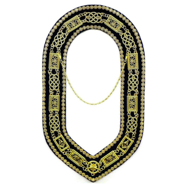 Freemason Rhinestones Grand Lodge Deluxe Gold Plated Masonic Chain Collar