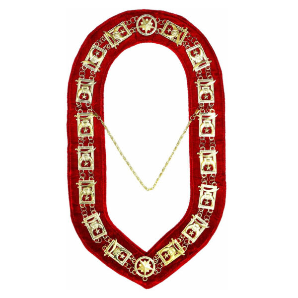 Knights Templar Masonic Regalia Metal Chain Collar With Red Velvet