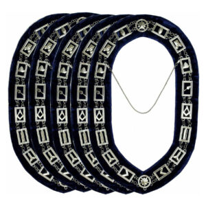 5 PCS Master Mason Chain Collars-Silver Metal with Blue Backing
