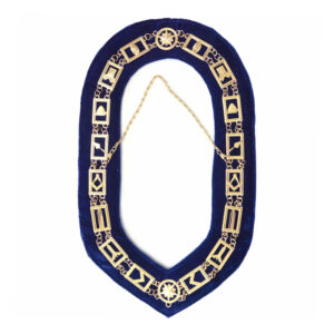 Past Master Chain Collar-Gold Finish With Preventer & Blue Velvet