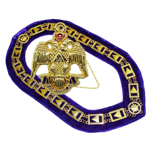 33rd Degree Scottish Rite Masonic Collar-Blue Velvet With Pendant