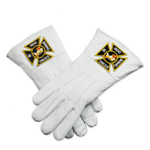 Knights Templar White Leather Masonic Gloves