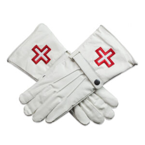 White Knights Templar Leather Gloves with Red Cross
