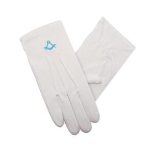 00% Cotton White Craft Masonic Gloves | Square & Compass Embroidered Lodge Gloves