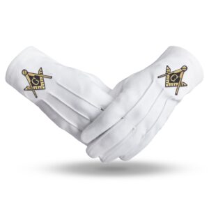 Master Mason Blue Lodge Gloves | Pure White Leather Masonic Gloves for Formal Lodge Wear
