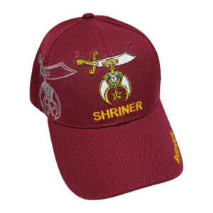 Maroon Shriners Baseball Cap with Crescent Moon & Scimitar