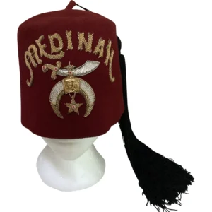 MEDINAH Shriners Fez Hat-Bullion Wire Embroidered Masonic Regalia