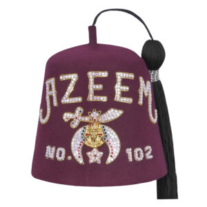 AZEEM No. 102 Shriner Fez Hat-Burgundy Wool with Rhinestone