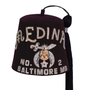 shriners-fez-hat-maroon-with-white-sparkling-rhinestones